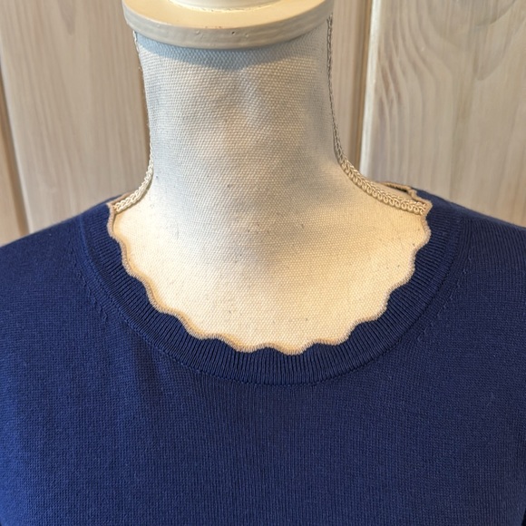 Dark blue banana republic, crewneck sweater with scalloped neck - Picture 2 of 5